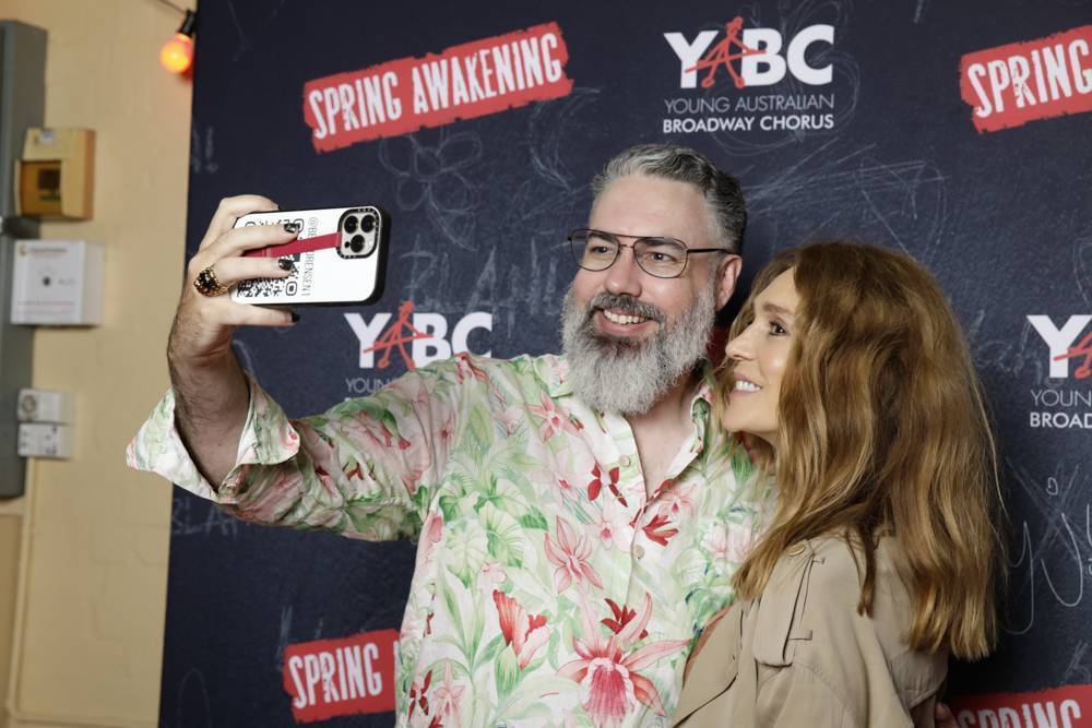 Ben Sorensen and Tottiel Goldsmith on the red carpet for opening night of "Spring Awakening"