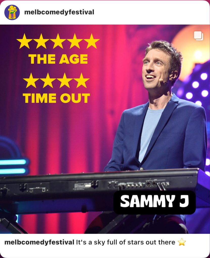 Sammy J - Five Star Review, The Age 2023